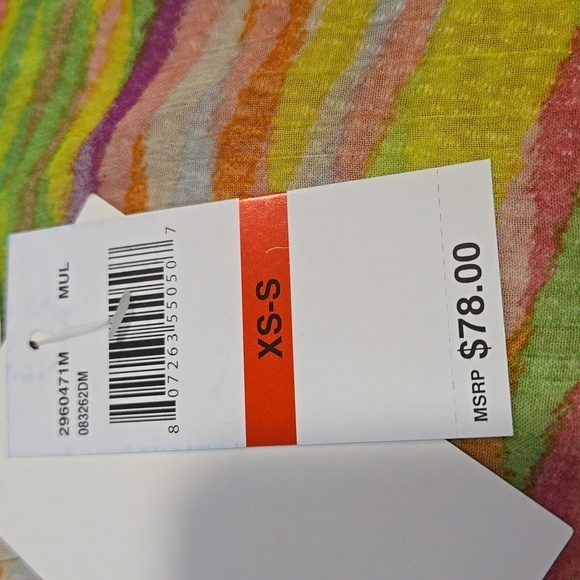 BECCA Multi Colored Light and Airy Elastic Waist V-Neck Cover-Up Sz XS-S - Picture 7 of 12